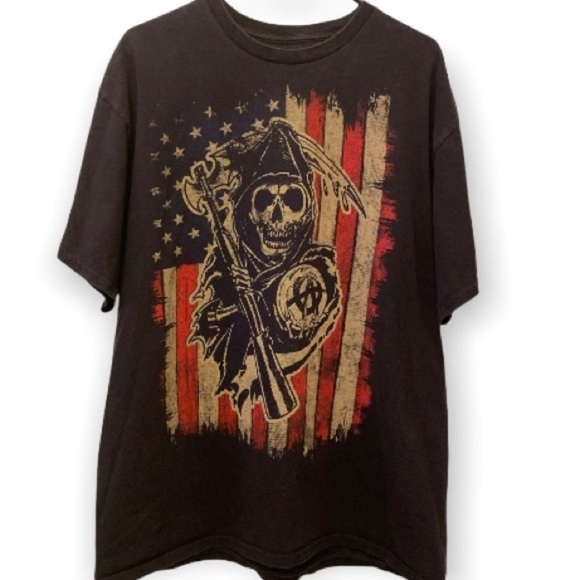 Sons of Anarchy Size XL SOA Grim Reaper Black T-Shirt Men’s Samcro Road Gear - Picture 1 of 4